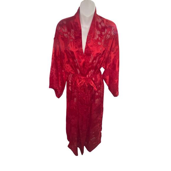 Victoria's Secret Other - Vintage Victoria's Secret Red Rose Print Kimono Robe Women's Size Petite Small